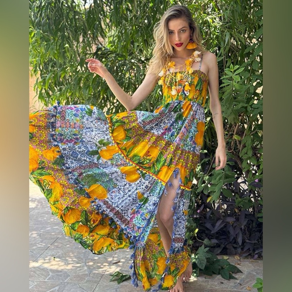 Antica Sartoria floral embellished maxi dress NWOT